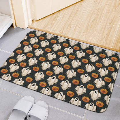 Ghost And Pumpkin Pattern Print Indoor Door Mat