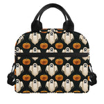 Ghost And Pumpkin Pattern Print Insulated Lunch Bag