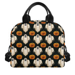Ghost And Pumpkin Pattern Print Insulated Lunch Bag