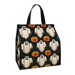 Ghost And Pumpkin Pattern Print Insulated Lunch Tote
