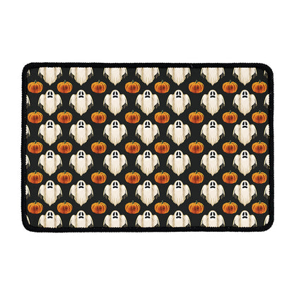 Ghost And Pumpkin Pattern Print Kitchen Mat