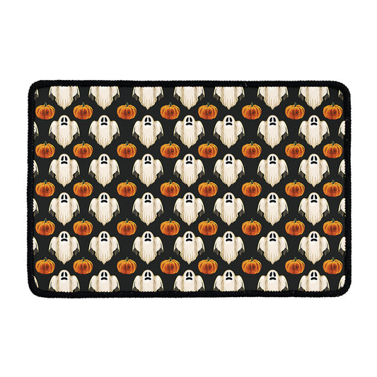 Ghost And Pumpkin Pattern Print Kitchen Mat