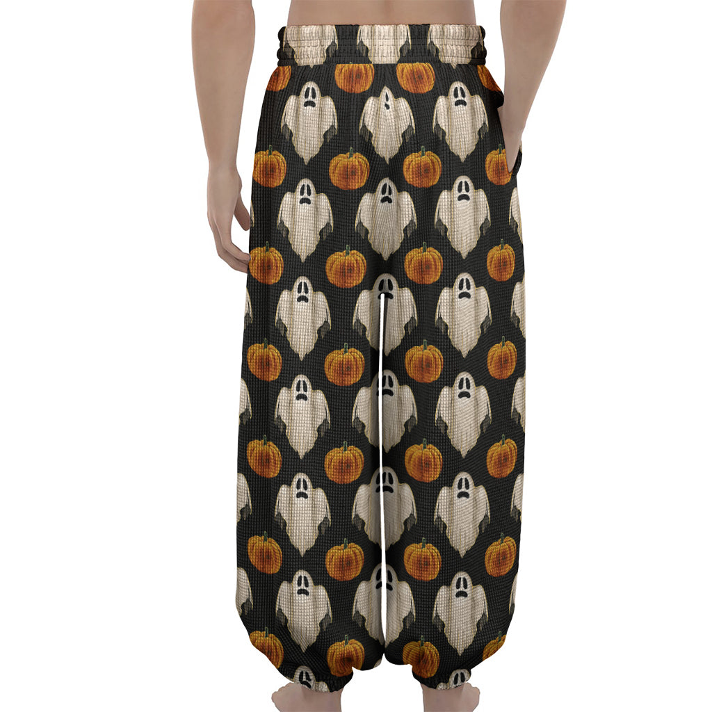 Ghost And Pumpkin Pattern Print Lantern Pants