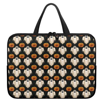 Ghost And Pumpkin Pattern Print Laptop Sleeve With Handle
