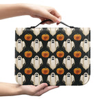 Ghost And Pumpkin Pattern Print Leather Bible Cover