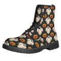 Ghost And Pumpkin Pattern Print Lace-Up Boots