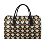 Ghost And Pumpkin Pattern Print Leather Duffle Bag
