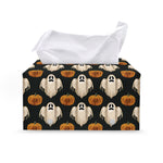 Ghost And Pumpkin Pattern Print Leather Tissue Box Cover