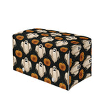 Ghost And Pumpkin Pattern Print Leather Tissue Box Cover