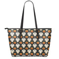 Ghost And Pumpkin Pattern Print Leather Tote Bag With Zipper