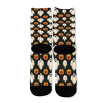Ghost And Pumpkin Pattern Print Long Socks