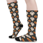 Ghost And Pumpkin Pattern Print Long Socks