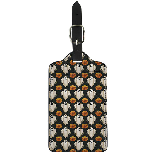 Ghost And Pumpkin Pattern Print Luggage Tag