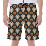 Ghost And Pumpkin Pattern Print Men's Beach Shorts