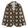 Ghost And Pumpkin Pattern Print Men's Blazer