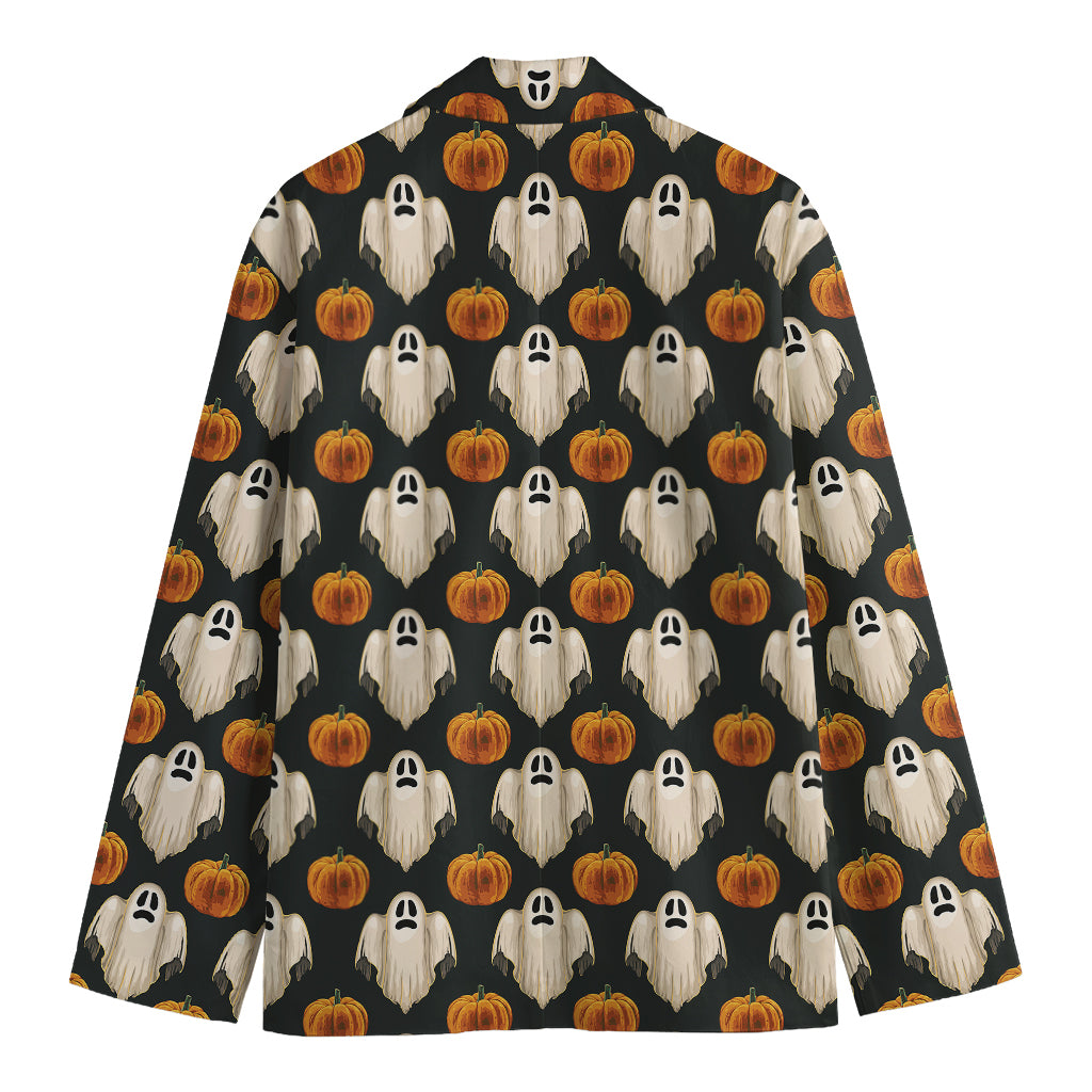 Ghost And Pumpkin Pattern Print Men's Blazer