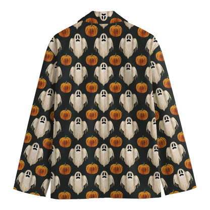 Ghost And Pumpkin Pattern Print Men's Blazer