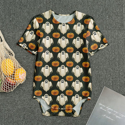 Ghost And Pumpkin Pattern Print Men's Bodysuit
