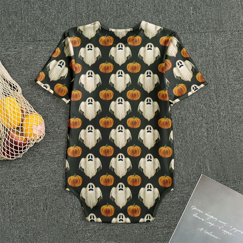 Ghost And Pumpkin Pattern Print Men's Bodysuit