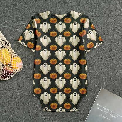 Ghost And Pumpkin Pattern Print Men's Bodysuit