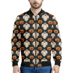 Ghost And Pumpkin Pattern Print Men's Bomber Jacket