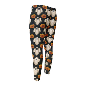 Ghost And Pumpkin Pattern Print Men's Compression Pants