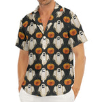 Ghost And Pumpkin Pattern Print Men's Deep V-Neck Shirt