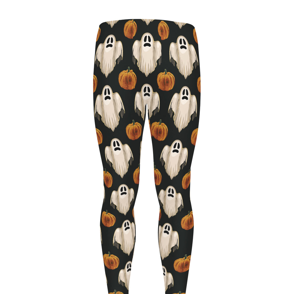 Ghost And Pumpkin Pattern Print Men's leggings
