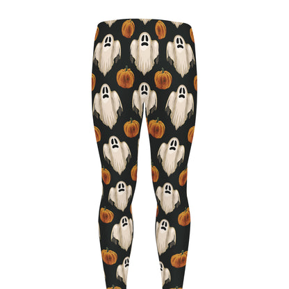Ghost And Pumpkin Pattern Print Men's leggings