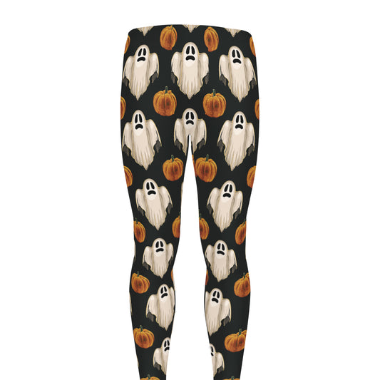 Ghost And Pumpkin Pattern Print Men's leggings