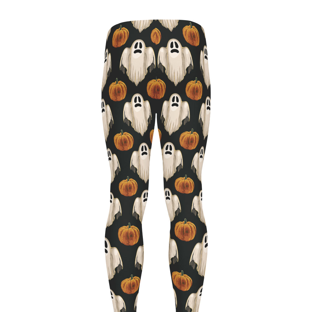 Ghost And Pumpkin Pattern Print Men's leggings