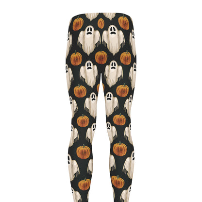 Ghost And Pumpkin Pattern Print Men's leggings