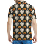 Ghost And Pumpkin Pattern Print Men's Polo Shirt