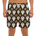 Ghost And Pumpkin Pattern Print Men's Split Running Shorts