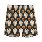 Ghost And Pumpkin Pattern Print Men's Sports Shorts