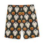 Ghost And Pumpkin Pattern Print Men's Sports Shorts