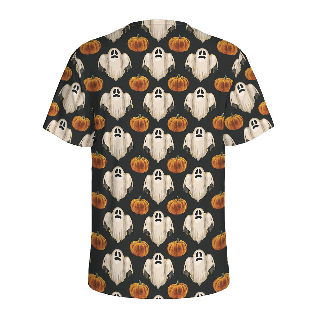Ghost And Pumpkin Pattern Print Men's Sports T-Shirt