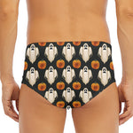 Ghost And Pumpkin Pattern Print Men's Triangle Swim Briefs