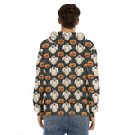 Ghost And Pumpkin Pattern Print Men's Velvet Pullover Hoodie