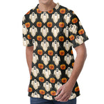 Ghost And Pumpkin Pattern Print Men's Velvet T-Shirt