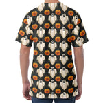 Ghost And Pumpkin Pattern Print Men's Velvet T-Shirt