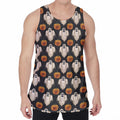 Ghost And Pumpkin Pattern Print Men's Velvet Tank Top