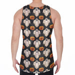 Ghost And Pumpkin Pattern Print Men's Velvet Tank Top