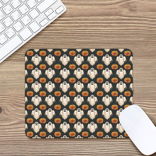 Ghost And Pumpkin Pattern Print Mouse Pad