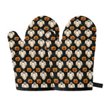 Ghost And Pumpkin Pattern Print Oven Mitts