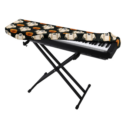 Ghost And Pumpkin Pattern Print Piano Keyboard Cover