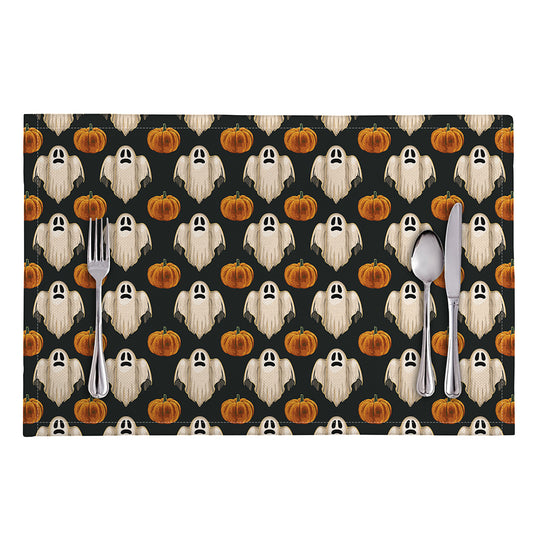 Ghost And Pumpkin Pattern Print Placemat