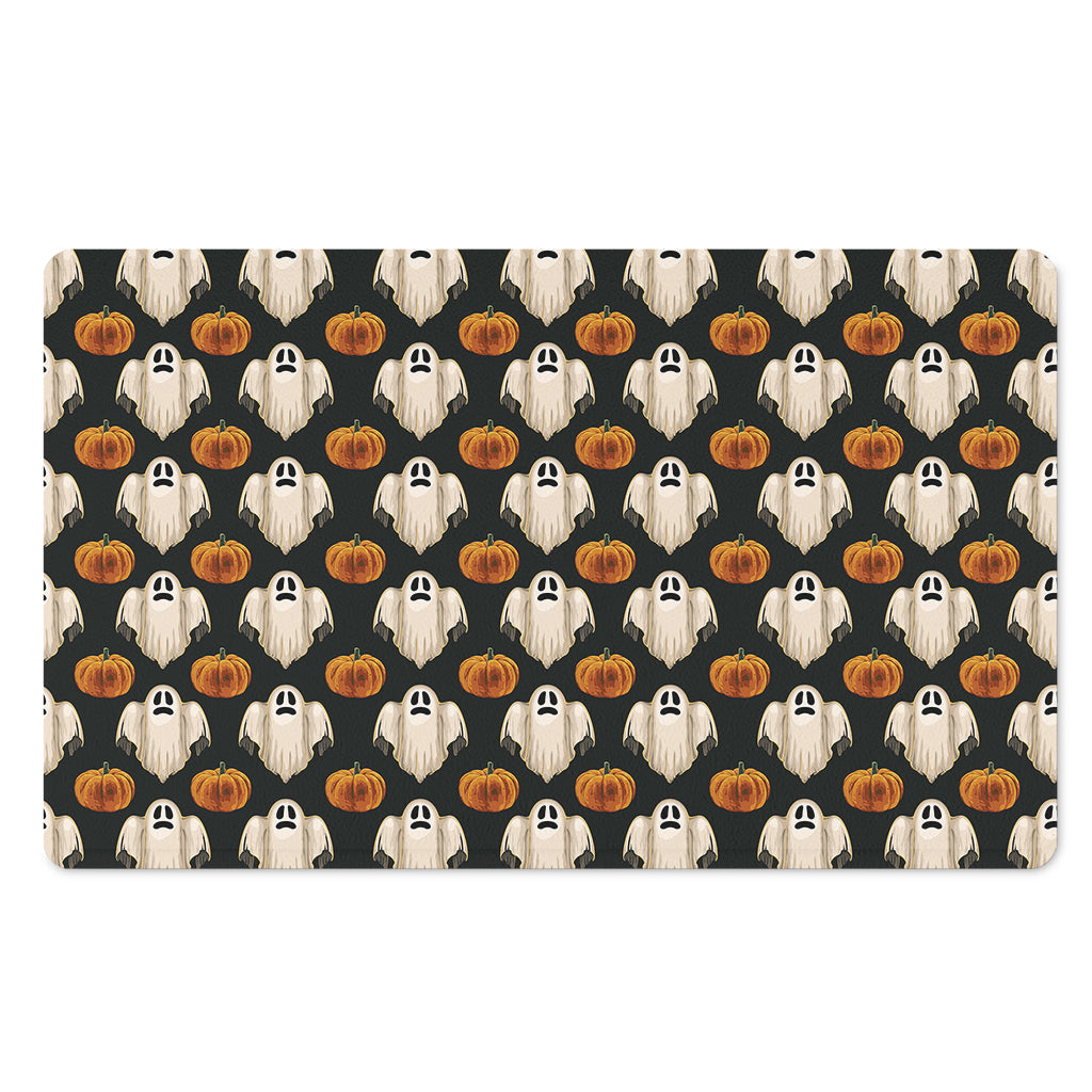 Ghost And Pumpkin Pattern Print Polyester Doormat