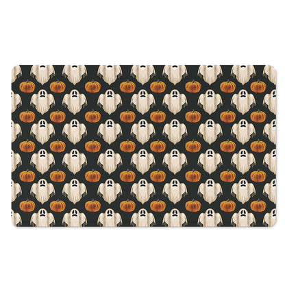 Ghost And Pumpkin Pattern Print Polyester Doormat