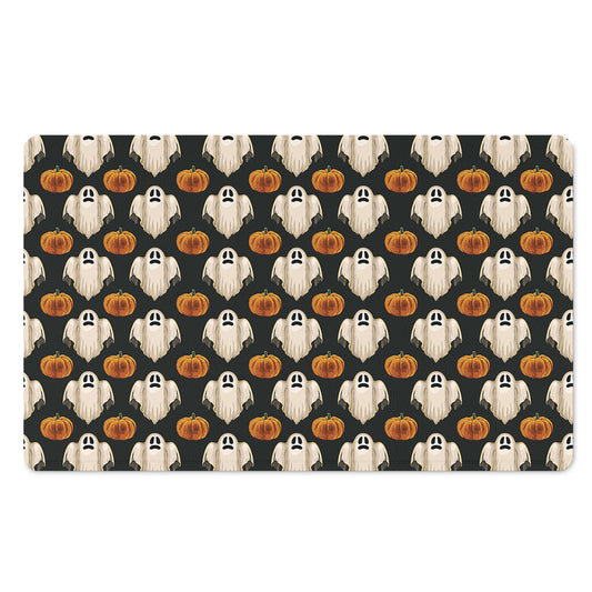 Ghost And Pumpkin Pattern Print Polyester Doormat